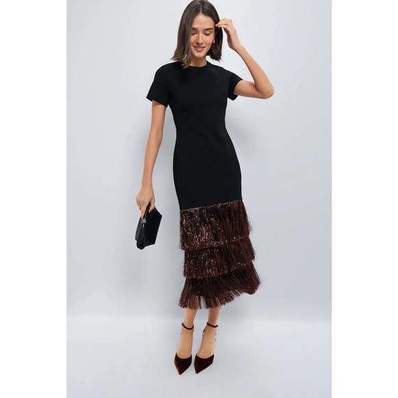 black & bronze metallic fringe francie short sleeve maxi dress Tuckernuck | Dresses | Tuckernuck Hyacinth House Tinsel fringe
